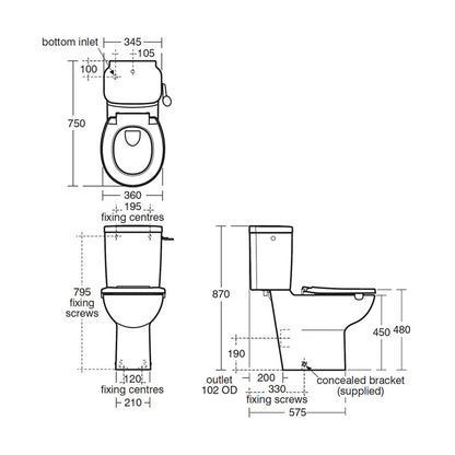 Armitage Shanks Contour S305401 21 Close Coupled WC Suite