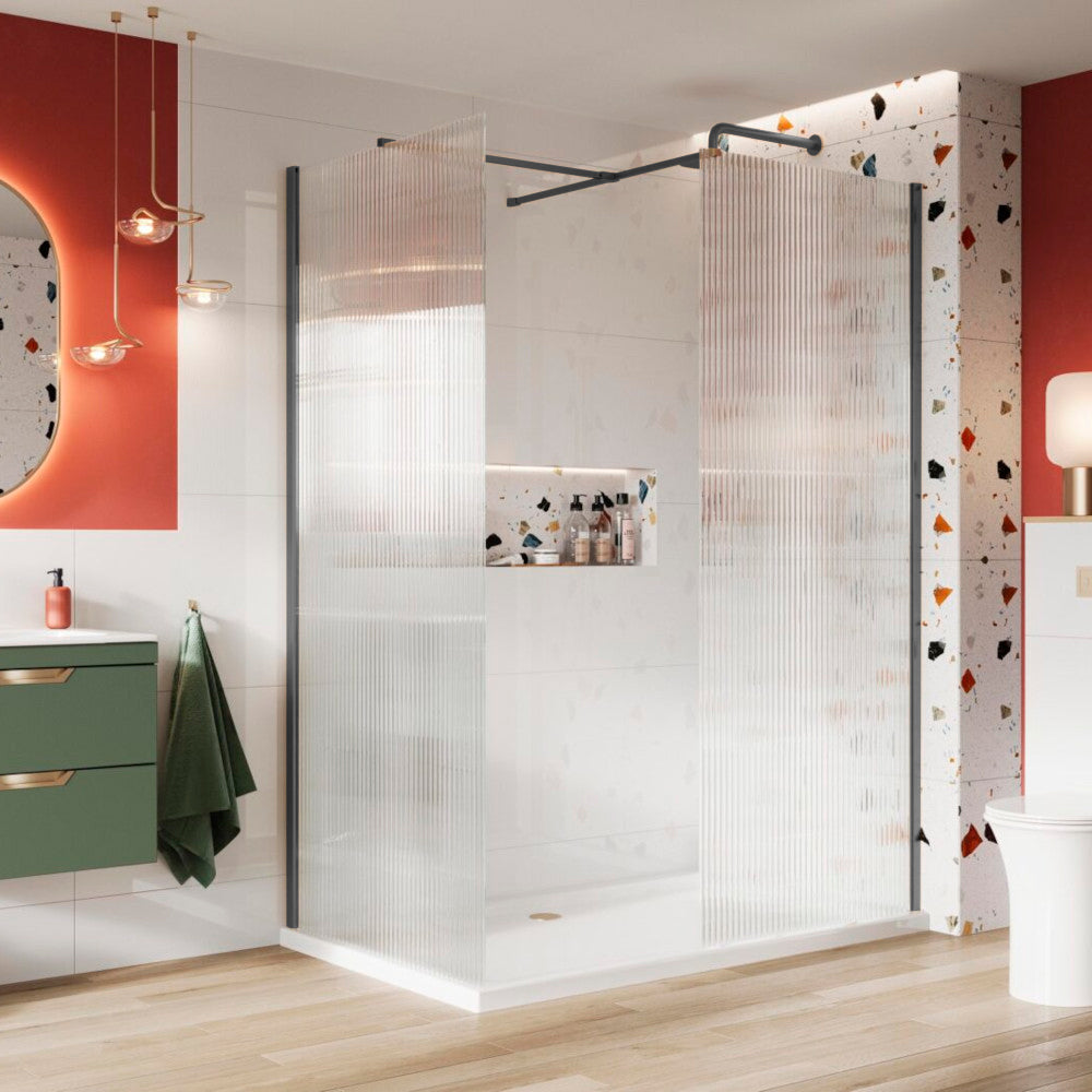 Luxe81 S8 Fluted Glass Wetroom Panel