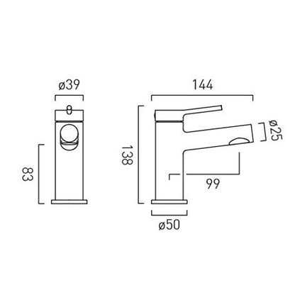 Vado Safari Lever Cold Start Mini Mono Basin Mixer
