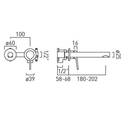 Vado Safari Lever Wall Mounted Basin Mixer