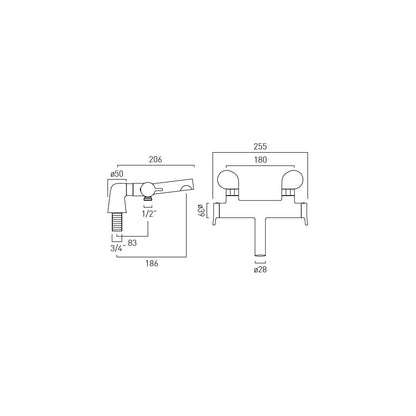 Vado Safari Lever Deck Mounted Exposed Thermostatic Bath Shower Mixer