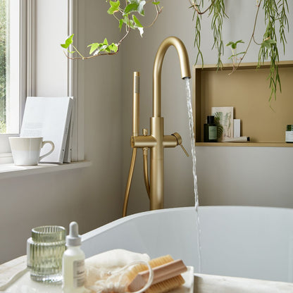 Vado Safari Lever Freestanding Bath Mixer Tap with Shower Handset