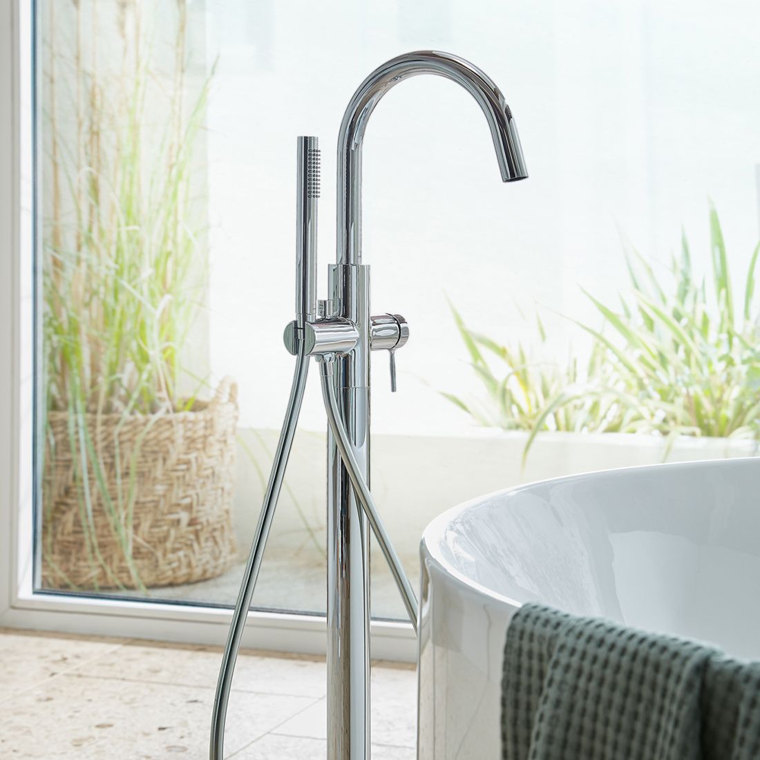 Vado Safari Lever Freestanding Bath Mixer Tap with Shower Handset