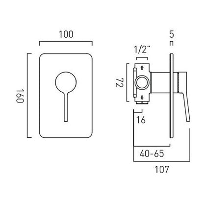 Vado Safari Push Button Concealed 1 Outlet Manual Valve