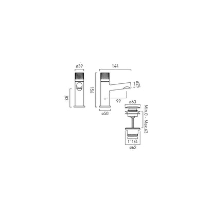Vado Safari Leverless Cold Start Mini Mono Basin Mixer for Low Pressure System with Universal Basin Waste