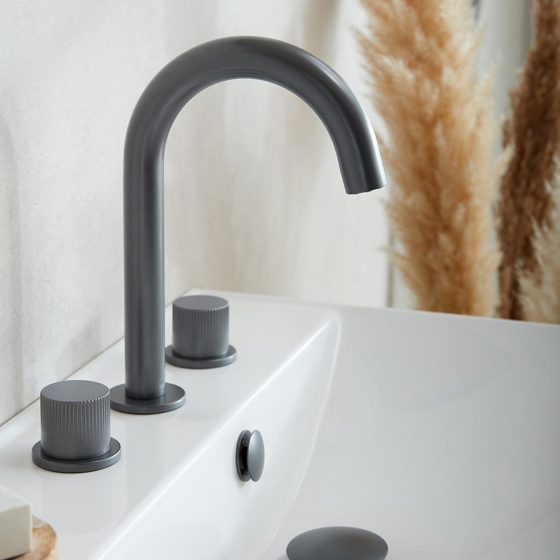 Vado Safari Leverless Three Hole Deck Mounted Basin Mixer for Low Pressure System