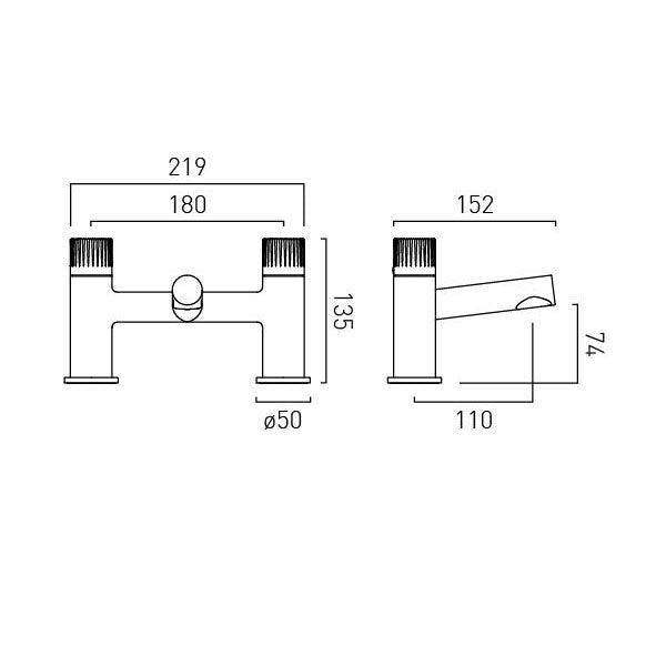 Vado Safari Leverless Deck Mounted Bath Mixer