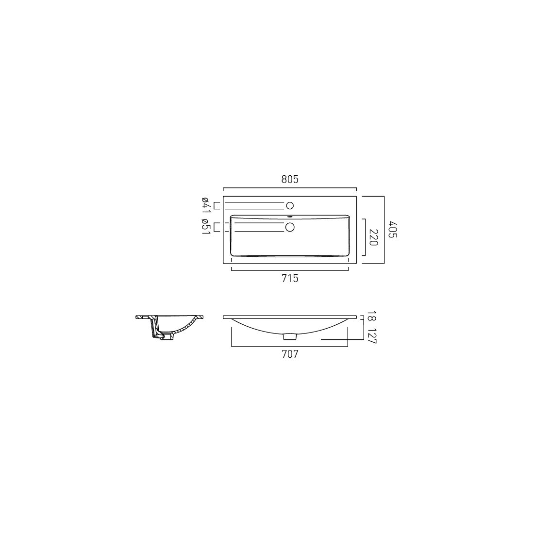 Vado Safari 800mm Ceramic Vanity Basin