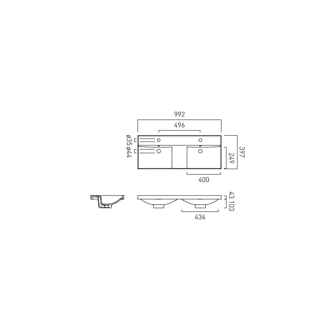 Vado Safari Mineral Cast Double Vanity Basin