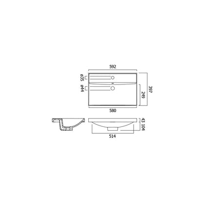 Vado Safari 600mm Mineral Cast Vanity Basin