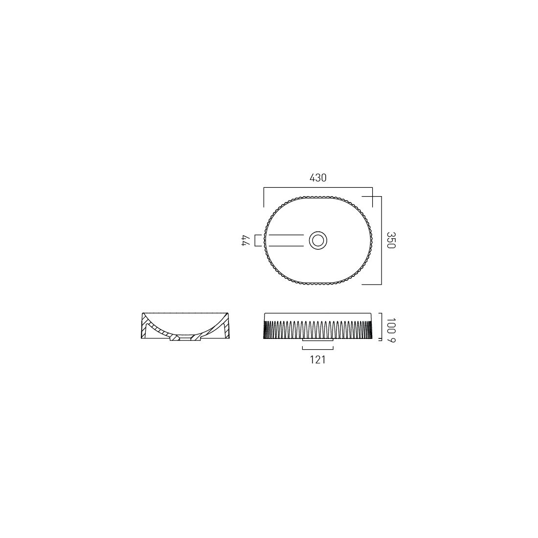Vado Safari Fluted Countertop Basin - Round