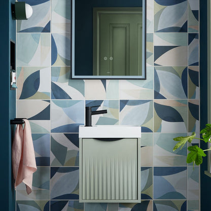 Vado Safari 400mm Fluted Cloakroom unit - Wall Hung, Left Pull