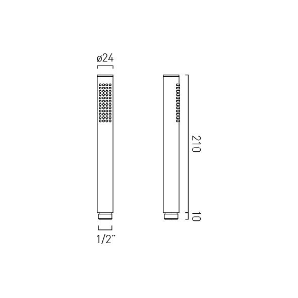 Vado Safari Pencil-Style Handset supplied with 6 l/min Flow Regulator