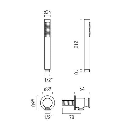 Vado Safari Single Function Mini Shower Kit with Integrated Outlet + Optional Wall Shroud, Supplied with 6 l/min Flow