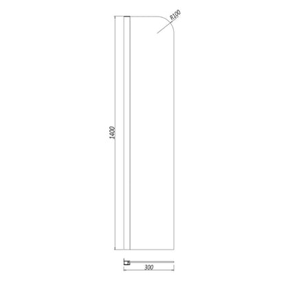 Luxe81 S6 300mm Fixed Radius Bath Shower Screen