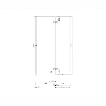 Luxe81 S6 Square 900mm Chrome Pivot Bath Shower Screen