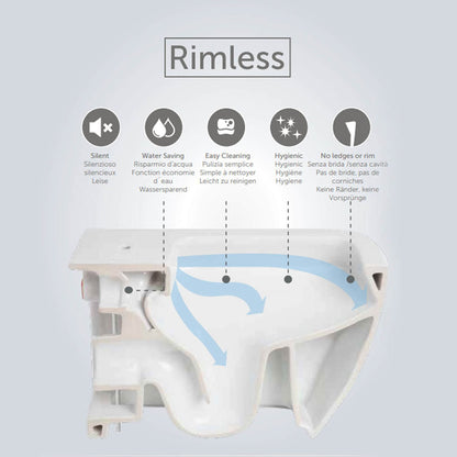 RAK SE13AWHA Series 600 Rimless Wall Hung WC Pan With Hidden Fixations And Urea Soft Close Seat