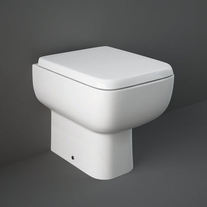 RAK SE16AWHA Series 600 White Back-To-Wall WC Pan With Soft Close Seat