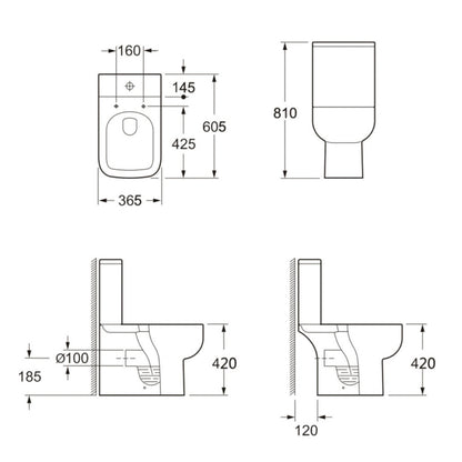 Luxe81 Choices 600 Open Back Close Coupled Rimless Short Projection Toilet
