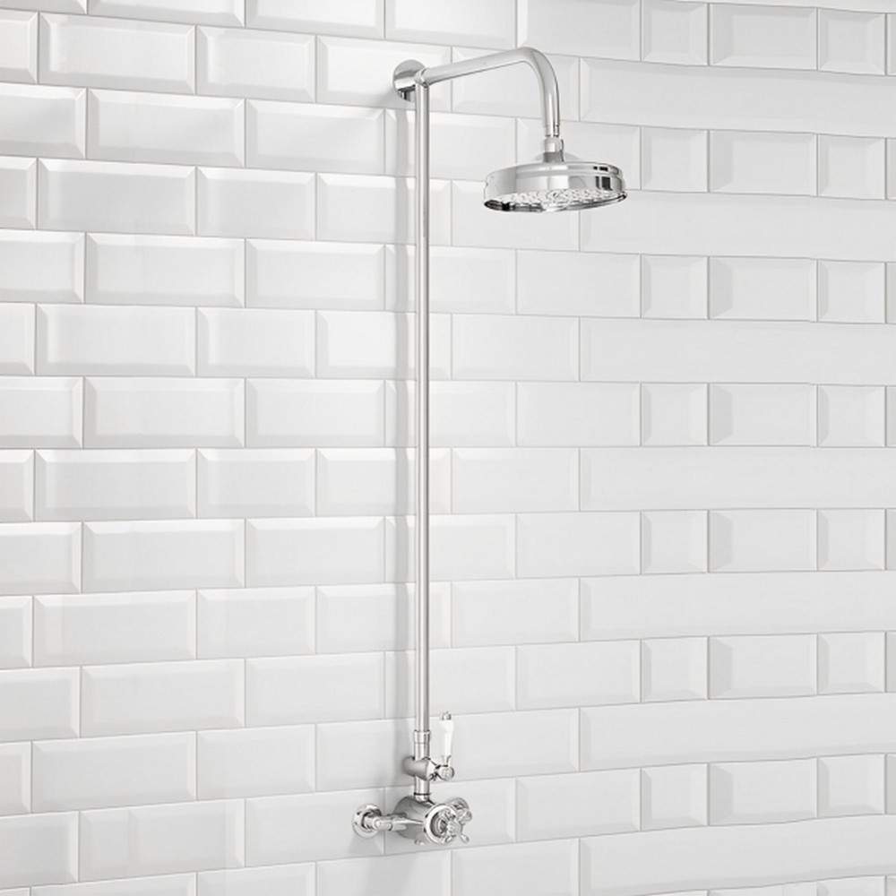 Luxe81 York Traditional Chrome Rigid Riser Shower Valve With Fixed Head