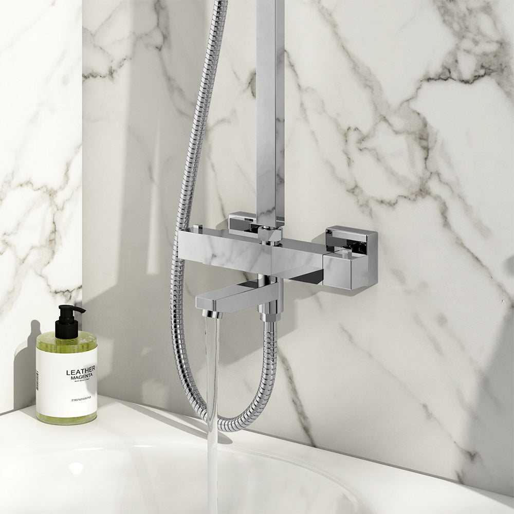 Luxe81 Block Square Rigid Riser Shower with Bath Filler