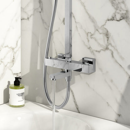 Luxe81 Block Square Rigid Riser Shower with Bath Filler