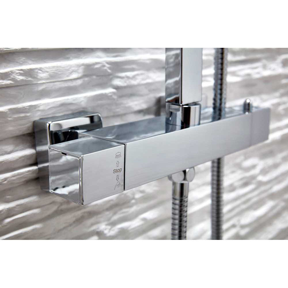 Luxe81 Elliott Square Dual Head Rigid Riser Shower inc Metal Fixed Head