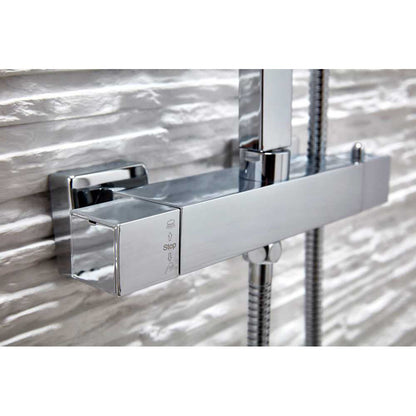 Luxe81 Elliott Square Dual Head Rigid Riser Shower inc Metal Fixed Head