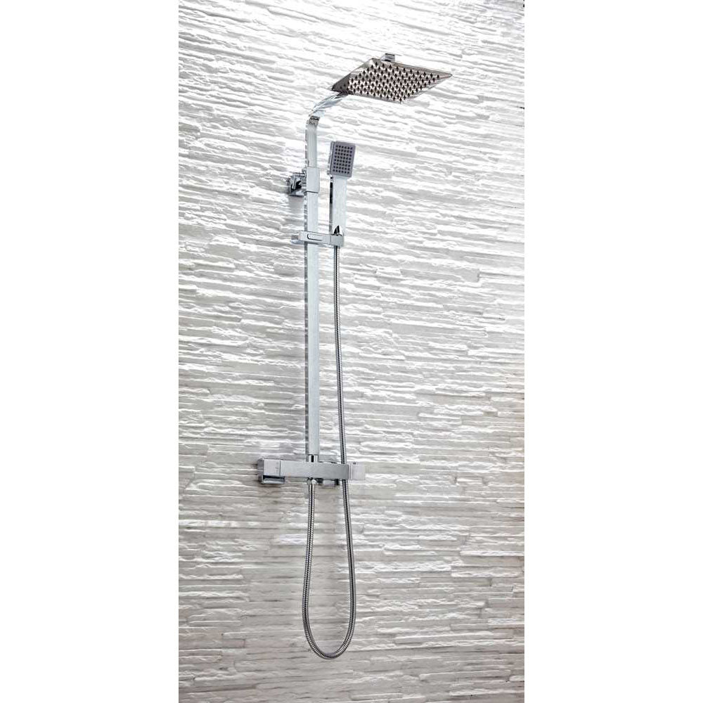 Luxe81 Elliott Square Dual Head Rigid Riser Shower inc Metal Fixed Head