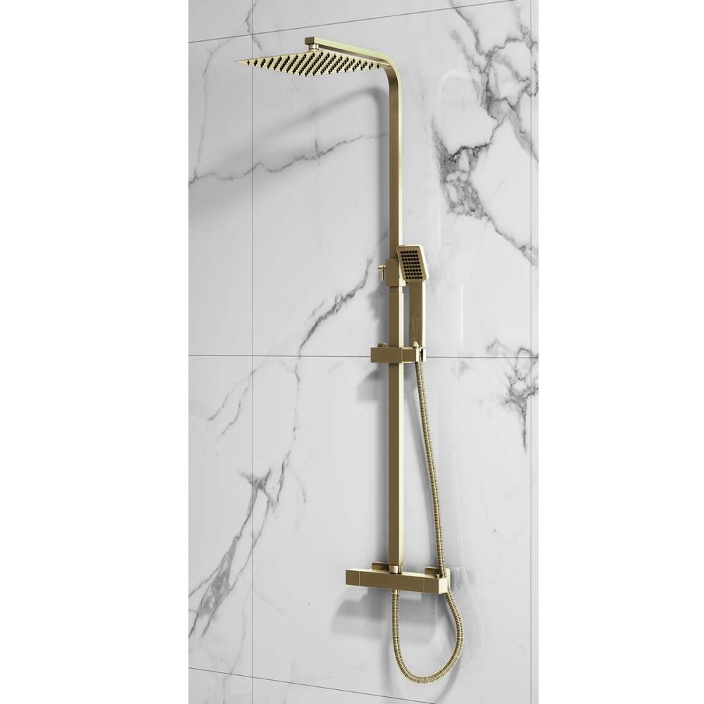 Luxe81 Elliott Square Dual Head Rigid Riser Shower inc Metal Fixed Head