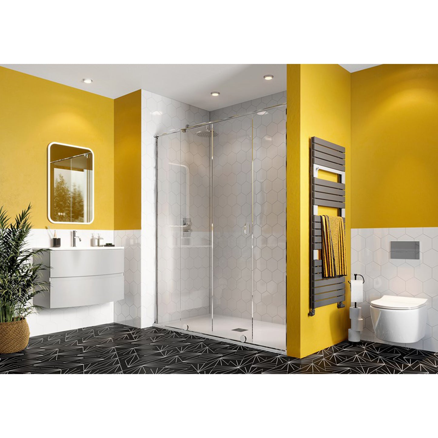 Crosswater Svelte SSLSC1400 8 Single Sliding Door, Polished Stainless Steel