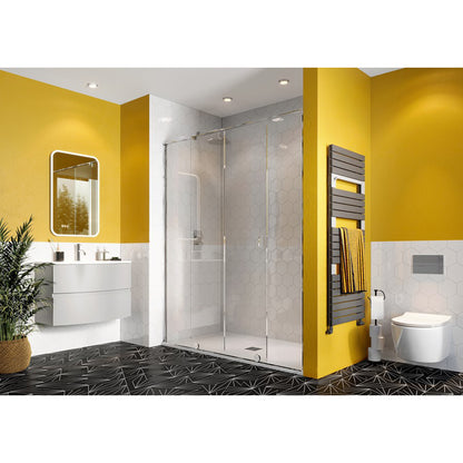 Crosswater Svelte SSLSC1400 8 Single Sliding Door, Polished Stainless Steel