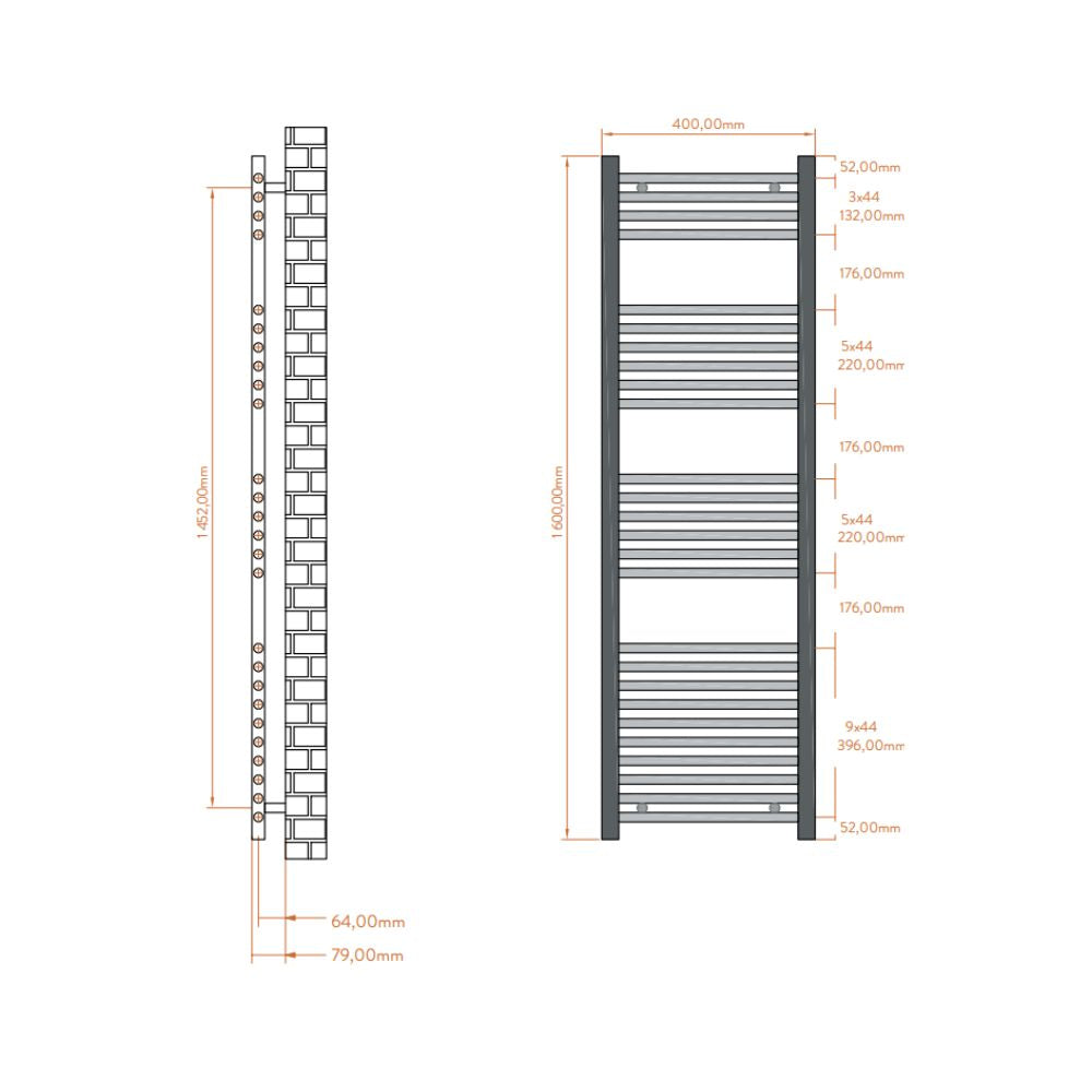 Luxe81 Strive Black Towel Radiator