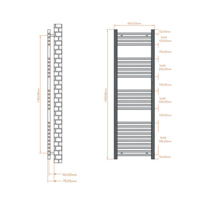 Luxe81 Strive Black Towel Radiator