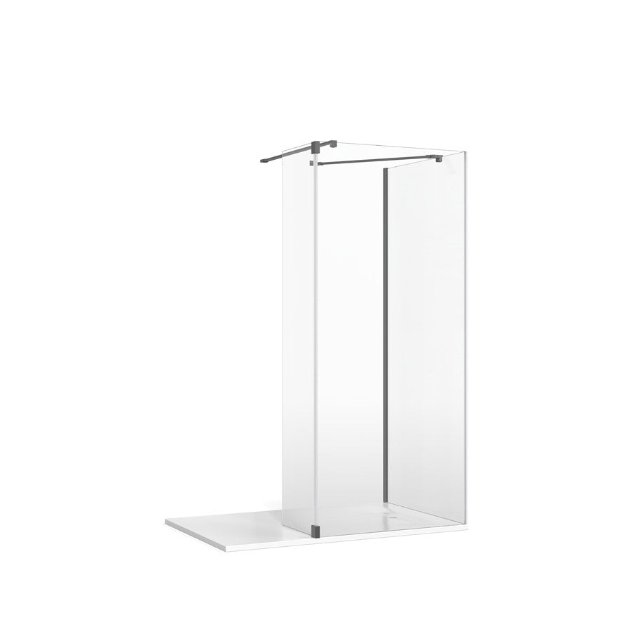 Crosswater Gallery 8 Glass Corner with Fixed Deflector (Wall/Angled Bracing Bars)