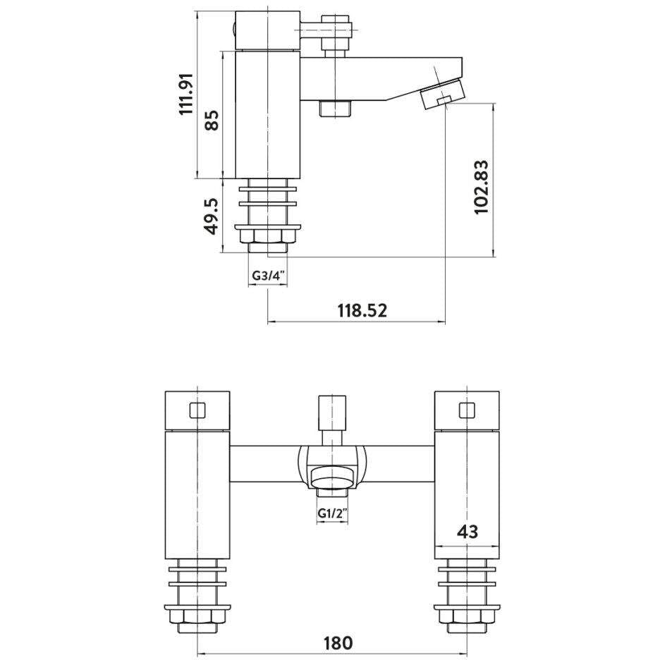 Luxe81 Forme Chrome Bath Shower Mixer Tap