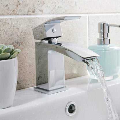 Luxe81 Descent Mono Basin Mixer Tap with Push Waste