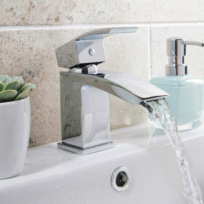 Luxe81 Descent Mono Mini Cloakroom Basin Mixer Tap with Waste