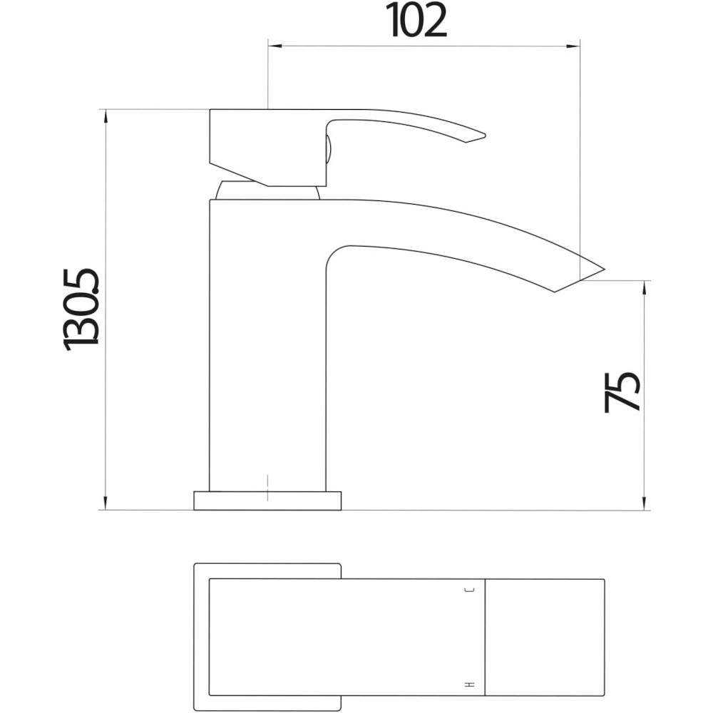 Luxe81 Descent Mono Mini Cloakroom Basin Mixer Tap with Waste