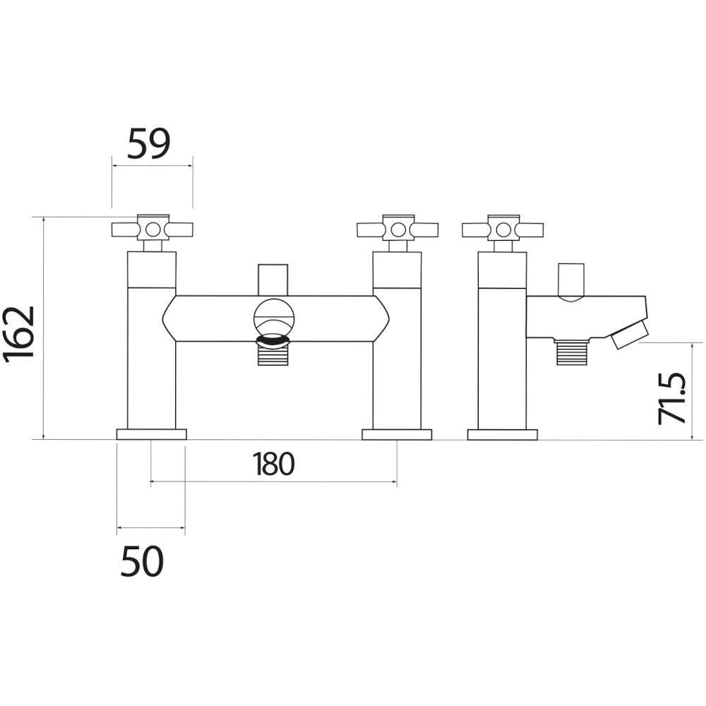 Luxe81 Kross Bath Shower Mixer Tap with Shower Kit and Wall Bracket