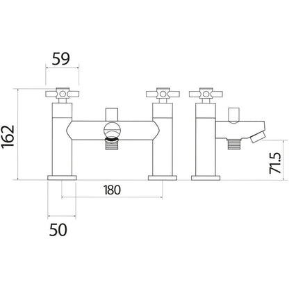 Luxe81 Kross Bath Shower Mixer Tap with Shower Kit and Wall Bracket