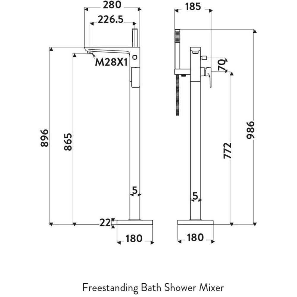 Luxe81 Muro Freestanding Bath Shower Mixer Tap
