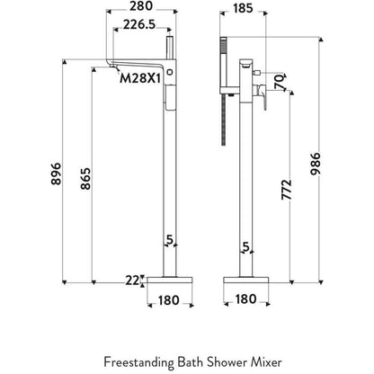 Luxe81 Muro Freestanding Bath Shower Mixer Tap
