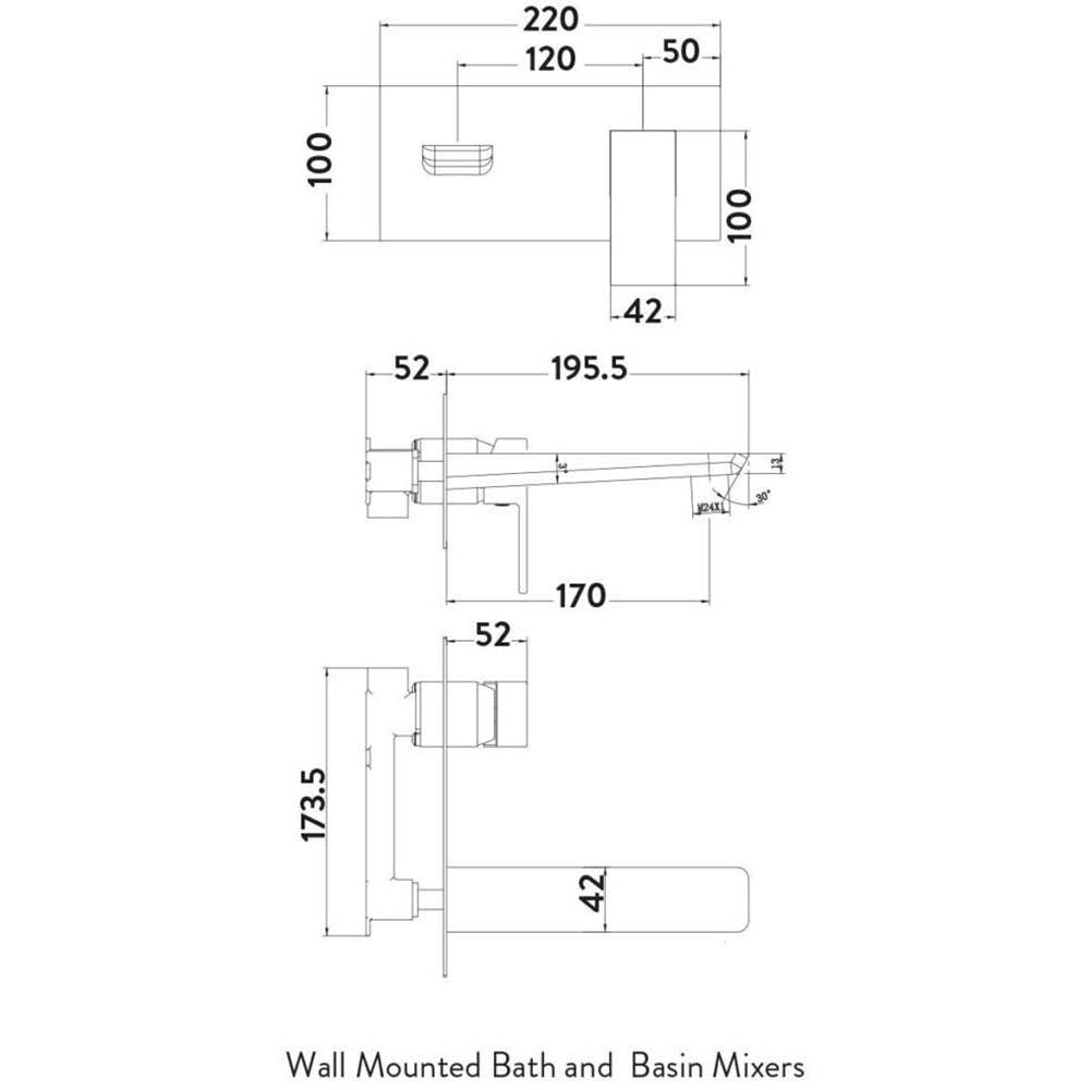 Luxe81 Muro Wall Mounted Bath Mixer Tap