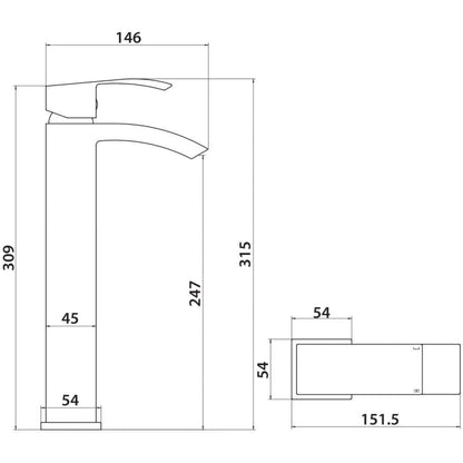 Luxe81 Descent Tall Mono Basin Mixer Tap