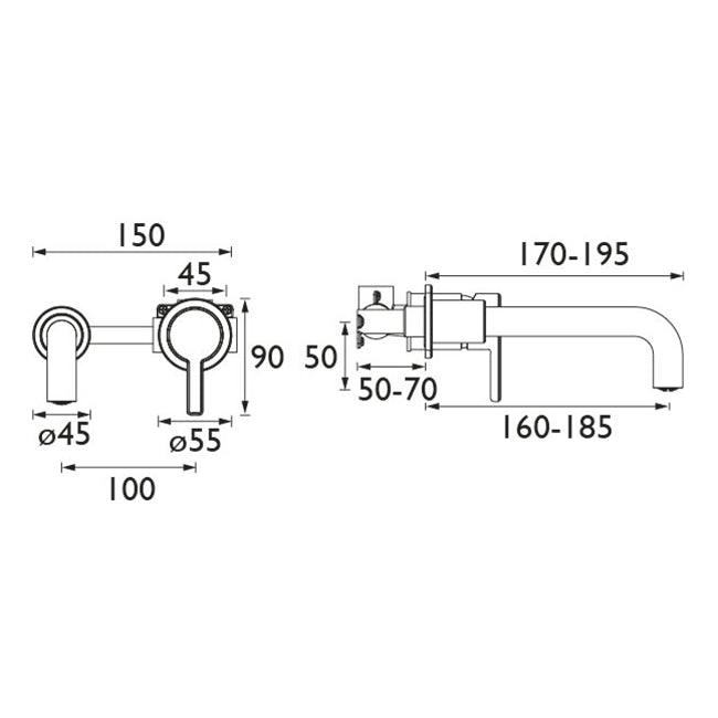 Heritage Dartmouth 2 Taphole Wall Mounted Basin Mixer