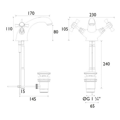 Heritage Dawlish 1 Taphole Basin Mixer