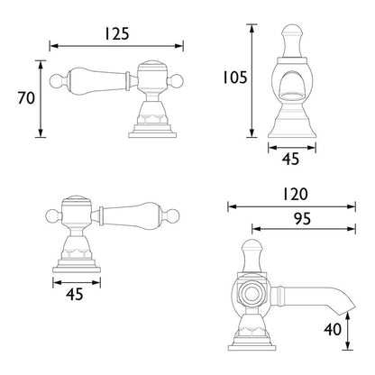 Heritage Glastonbury 3 Taphole Basin Mixer
