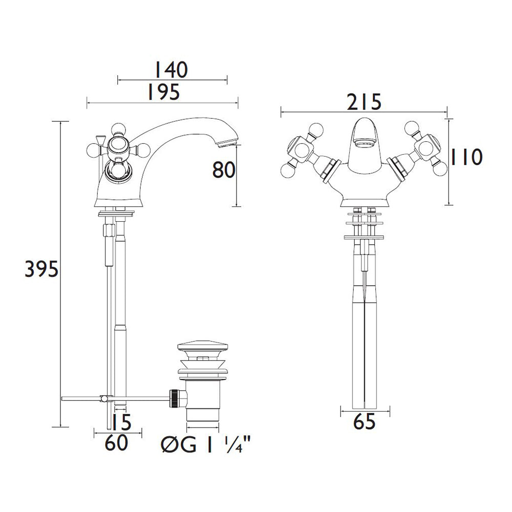 Heritage Hartlebury 1 Taphole Basin Mixer