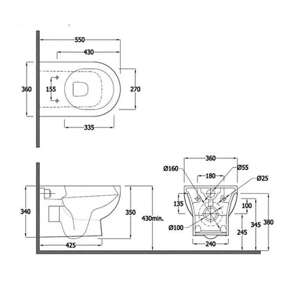 RAK TQ13AWHA Tonique Rimless White Wall Hung Pan With Hidden Fixation And Soft Close Seat